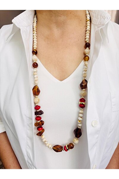 DEVİ fashion Long Bead Design Necklace 86 cm