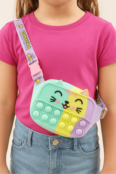 TAKIŞTIR Mixed Color Cat Figured Children's Pop-It Bag