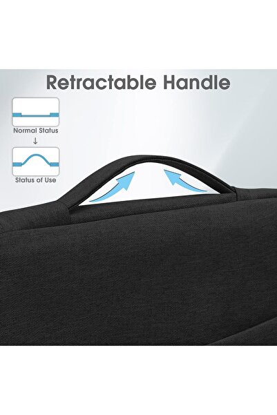 007 جراب كمبيوتر محمول من البوليستر مقاس 13 بوصة مع جيب أمامي - يناسب أجهزة MacBook Air/Pro وSurface وLenovo (أسود)