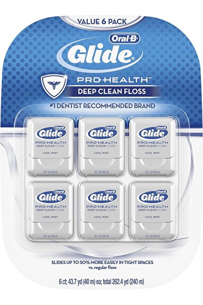 ORAL Glide Pro-Health Dental Floss, Deep Clean, Mint, 40m, Pack of 6