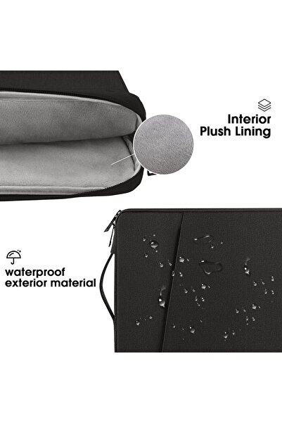 007 جراب كمبيوتر محمول من البوليستر مقاس 13 بوصة مع جيب أمامي - يناسب أجهزة MacBook Air/Pro وSurface وLenovo (أسود)