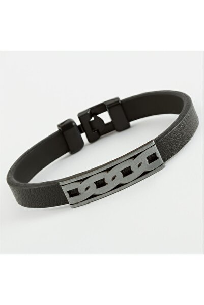 ZERO LAND سوار من الجلد الصناعي عالي الجودة بنمط سلسلة LVSQVR (144103)-أسود