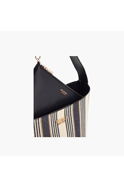 Guess Striped Shoulder Bag with Pouch