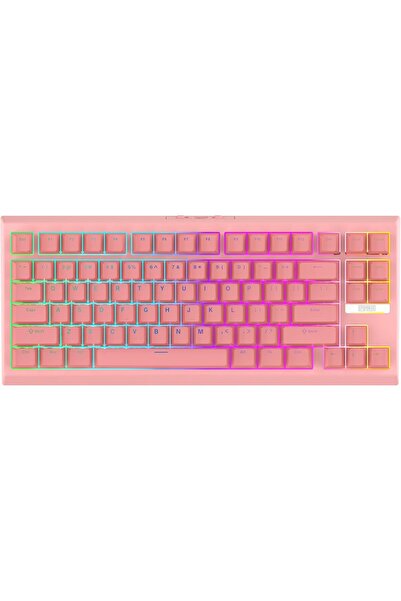 Epomaker G84 80% Gasket Mechanical Keyboard, Hot-Swappable, RGB, 2.4GHz/BT/USB-C (Pink)
