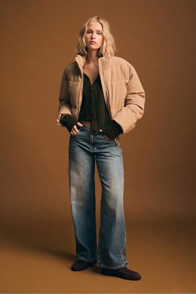 Stradivarius Fitilli kadife şişme ceket