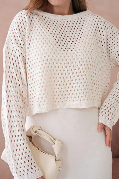 Park Karon Women's Wide Collar Knit Detail Two-Piece Knitwear Set