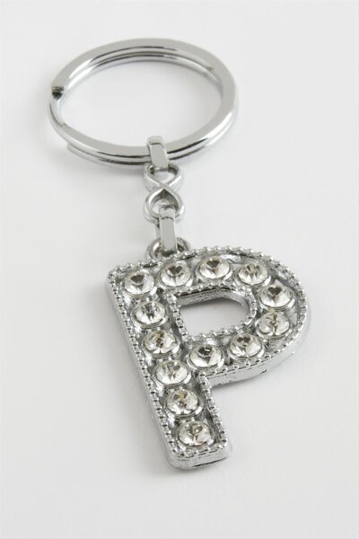 ZERO LAND Lvsqvr Silver Color Stone (225319) Letter Keychain-P