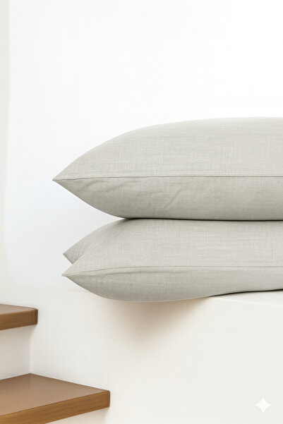 Bonny Home Vevra Gray Solid Color 2-Piece Pillowcase Cotton Fabric Zippered