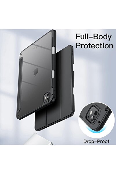 JETech Case for iPad Pro 11-inch M4 (2024) with Pencil Holder, Slim Transparent Shockproof Back, Aut