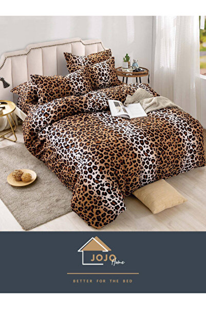 JOJO HOME Bedding set, fine cotton, with elastic, 6 pieces, 180x200cm, Leopard