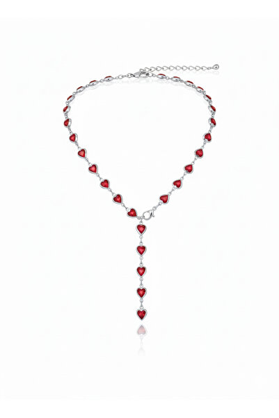 Gistoria Kırmızı Kalp Y kolye