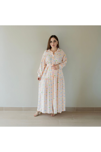 LINELLE فستان نسائي كاجوال - مزيج من الرايون، بأزرار، مطبوع ، ماكسي