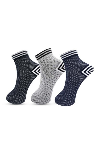 White Leaf Men's Corporate Ankle Socks – 3 Pairs (Gray, Black, Blue)