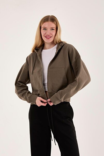 Store 100% Cotton Hooded Zippered Women's Sweatshirt