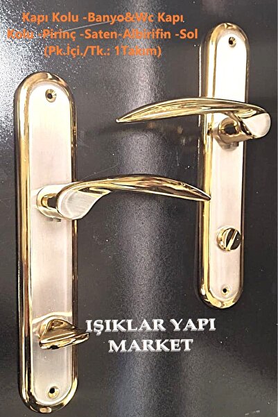 ece life Kapı Kolu -Banyo&Wc Kapı Kolu -Pirinç -Saten-Albirifin -Sol (Pk.İçi./Tk.: 1Takım)