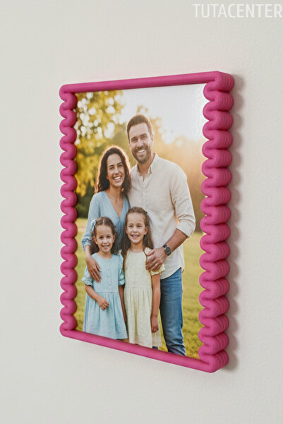 TUTACENTER Dalga Desenli Pembe Plastik Duvar Çerçevesi 10x15 cm | Yatay ve Dikey Kullanıma Uygun