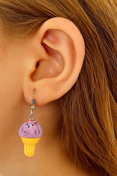 TAKIŞTIR Mixed Color Ice Cream Figured Children's Earrings (Pair)