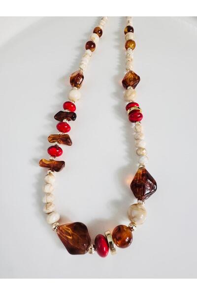 DEVİ fashion Long Bead Design Necklace 86 cm