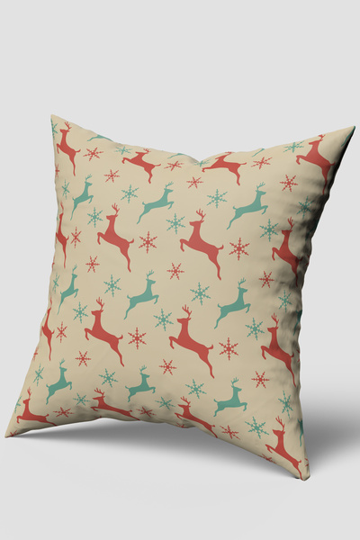 EsnafAli Husă de pernă de Crăciun cu model de cerb verde și roșu
