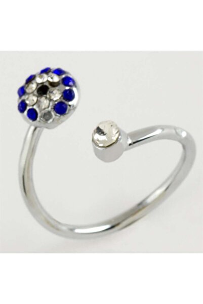 ZERO LAND خاتم مفصلي من حجر العين الزرقاء LVSQVR (140619) قطعة واحدة - لون فضي