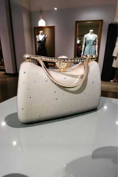 Famels Ten Satin Stone Evening Dress Bag Zircon Stone Evening Dress Stylish Bag Is an Elegant Design