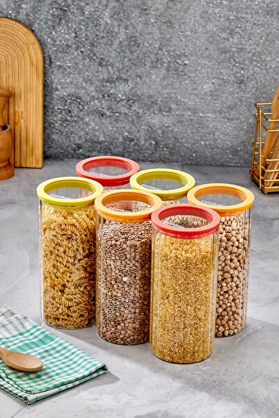 Cooker 6'Lı 1.4 Litre Cam Kapaklı Borosilikat Cam Saklama Kabı Baharat Kavano...