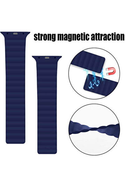 iUni Curea compatibilă cu Apple Watch Ultra/SE/8/7/6/5/4/3/2/1, 42 mm, magnetică, albastru miezul nopții
