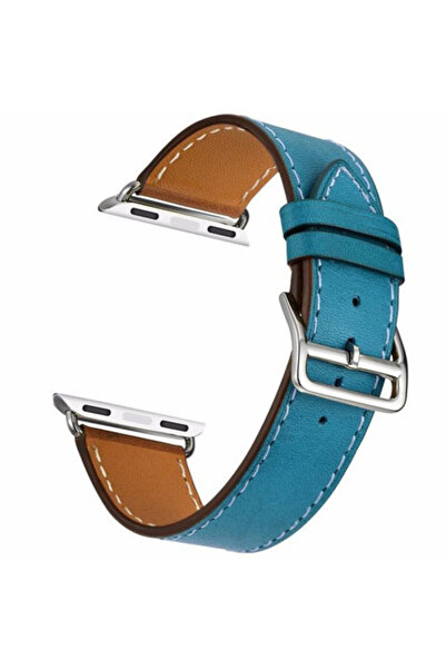 iUni Curea compatibilă cu Apple Watch Ultra/SE/8/7/6/5/4/3/2/1, 40 mm, Single Tour, piele, albastră