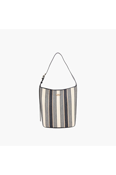 Guess Striped Shoulder Bag with Pouch