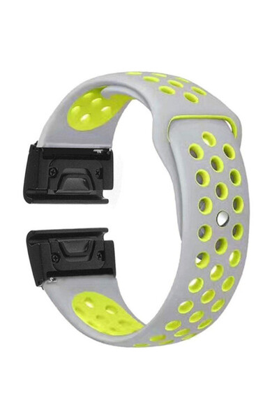 iUni Curea ceas inteligent Garmin Fenix ​​7X / 6X / 5X Plus / 5X / 3 HR / 3, silicon 26 mm, gri-galben