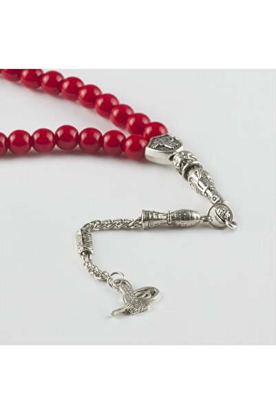 ZERO LAND سبحة LVSQVR من الحجر الطبيعي المرجاني 8 (141623) ملم - لون فضي