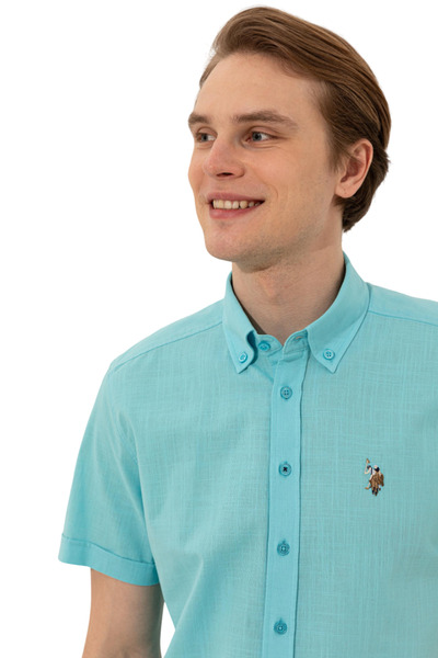 U.S. Polo Assn. Men's Turquoise Short Sleeve Shirt