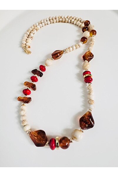 DEVİ fashion Long Bead Design Necklace 86 cm