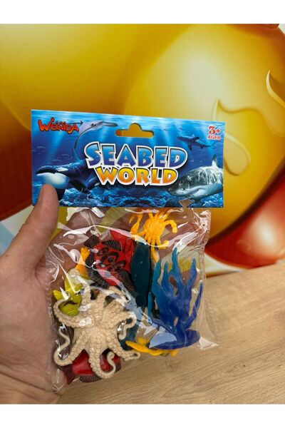 scntoys 11 Parça Deniz Okyanus Hayvanları Seti Eğitici Set Oyuncak Hayvanlar Balık Ahtapot Mini Boy