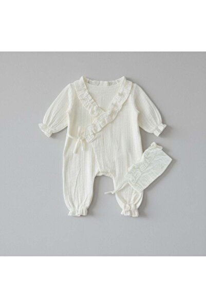 Doray Organic Baby Girl Romper | Set of 2 Ruffled Muslin Rompers | Newborn & Baby Clothing