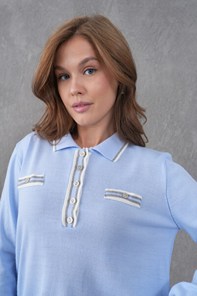 Park Karon Women's Polo Neck Garni Detail Knitwear Sweater