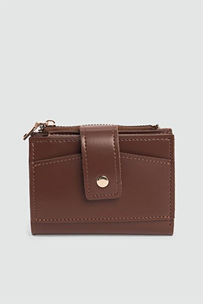 Shule Bags Payer Snap Fastener Women's Wallet Brown