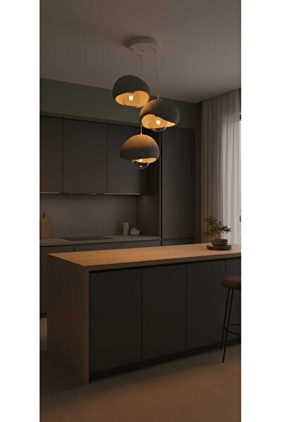 Storizaa 3'lü Sarkıt Trio Beton Görünümlü Gri Avize Rustik & Modern (Rustik Ampuller Hediye)