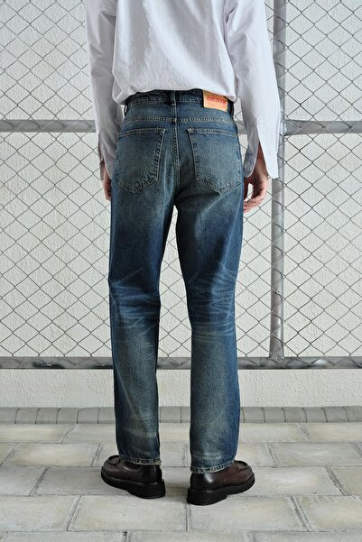 GIESTO Regular Fit Blue Jeans with Laser Effect