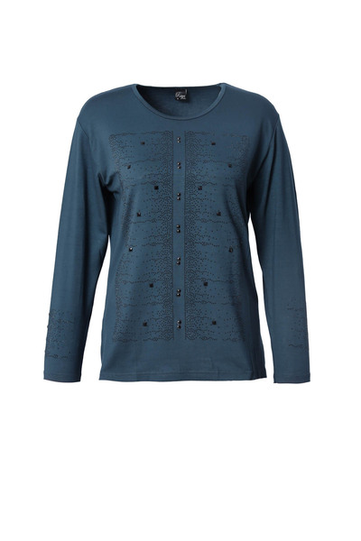 Trikolay Büyük Beden Kadın Kolu Taş Detaylı Penye Bluz