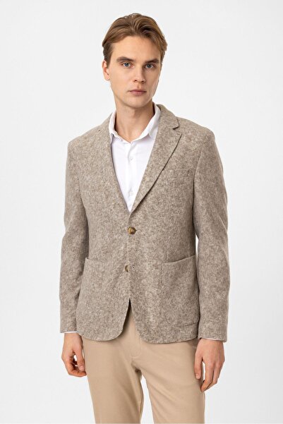 Back And Bond Beige wool blend trench coat