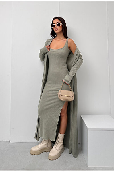 EYYE Μακρύ Ζακέτα Μακρύ Φόρεμα Διπλό Σετ