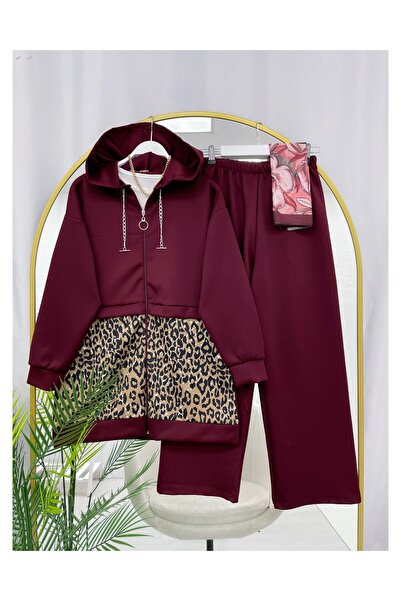 YEDİLALE Leopard Printed Hooded Double Set
