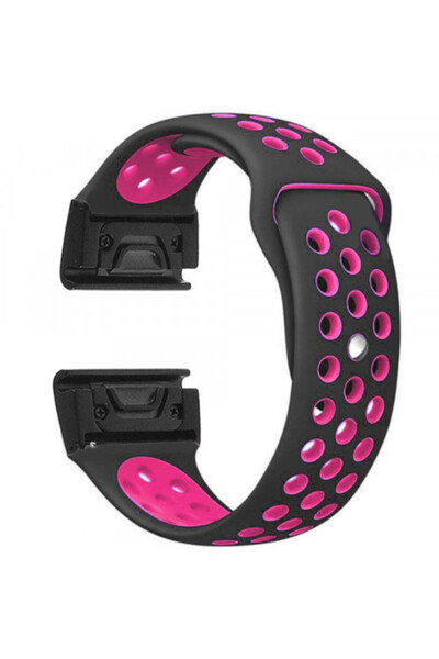 iUni Curea ceas inteligent Garmin Fenix ​​7X / 6X / 5X Plus / 5X / 3 HR / 3, silicon sport 26mm, negru-roz