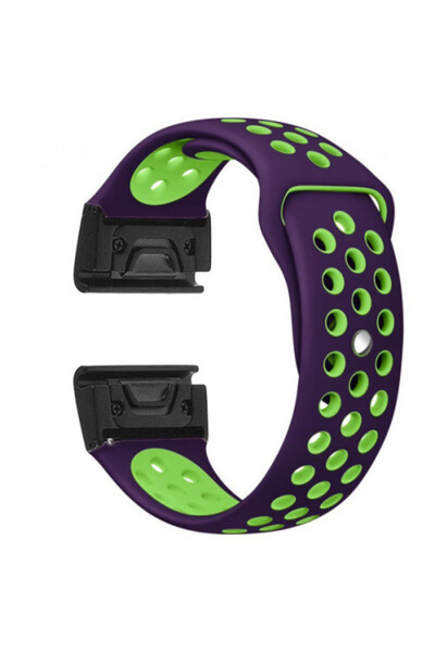 iUni Curea de ceas inteligent Garmin Fenix ​​7X/6X/5X Plus/5X/3 HR/ silicon sport violet-verde de 3,26 mm