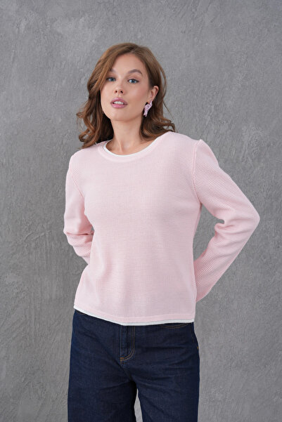 Park Karon Women's Crew Neck Garni Detail Knitwear Sweater