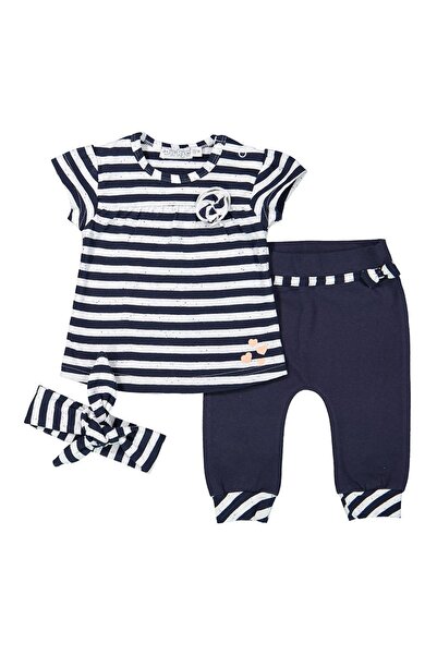 Dirkje 2-piece striped baby set: t-shirt & pants + headband