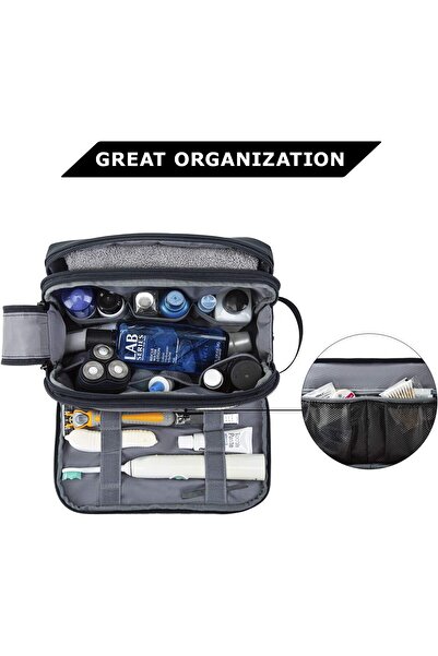 BAGSMART Toiletry Bag for Men - Travel Organizer Dopp Kit, Water-resistant, Blue (Medium)