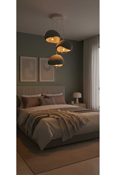 Storizaa 3'lü Sarkıt Trio Beton Görünümlü Gri Avize Rustik & Modern (Rustik Ampuller Hediye)