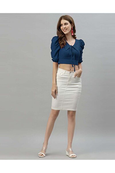 iza Dark Teal Blue Drawstring Top